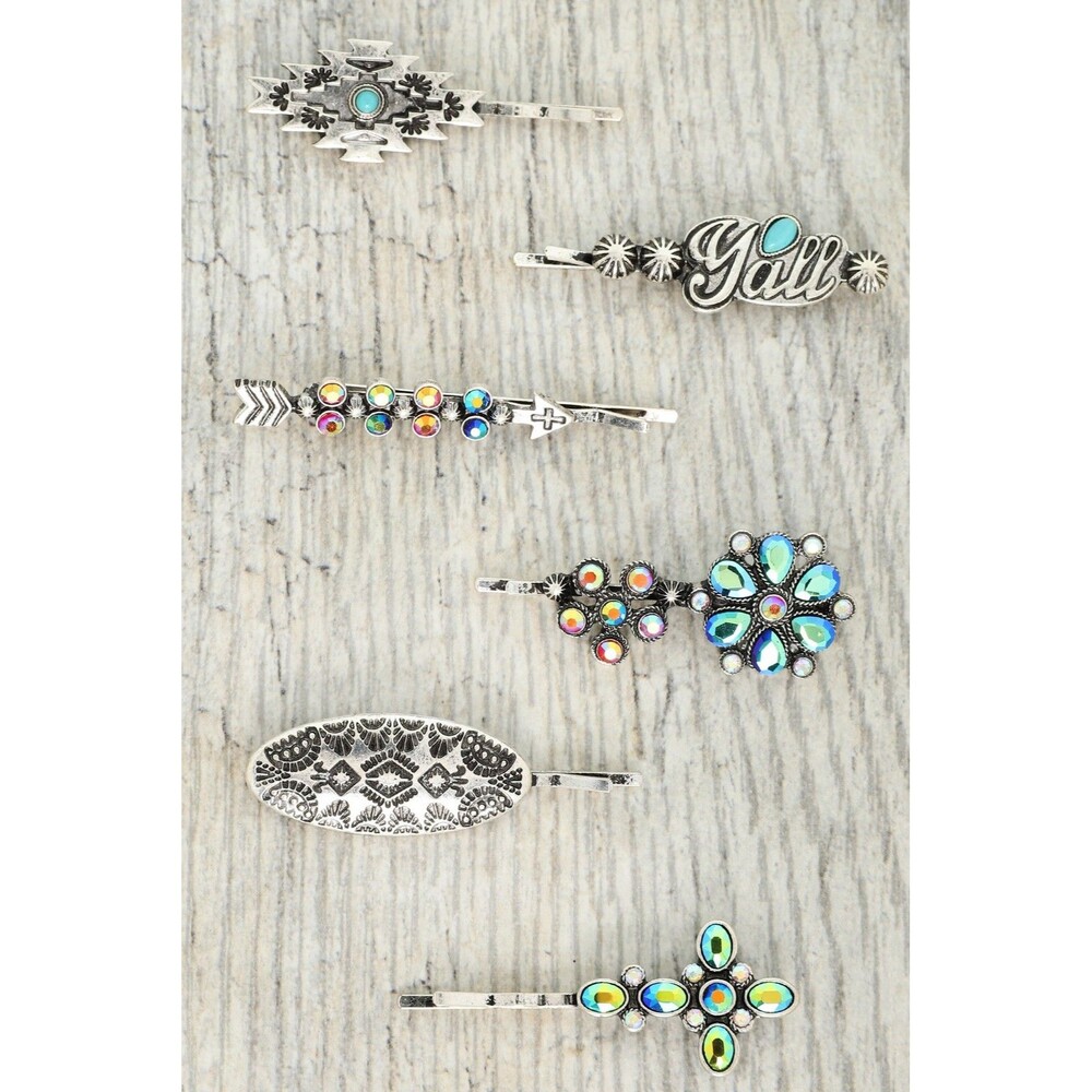 6-piece Western Theme Turquoise Hair Pin Set - Diona J
